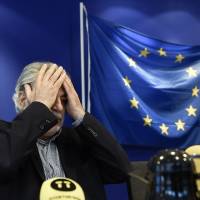 EU Commissioner for Humanitarian Aid and Crisis Management Christos Stylianides gestures, during a press conference, in Stockholm on Aug. 6. A European Union official says the dozens of forest fires in Sweden “have highlighted once again the impact of climate change.” Scientists warn that natural systems could accelerate climate change