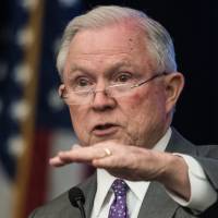 U.S. Attorney General Jeff Sessions addresses the National Sheriffs’ Association opioid roundtable in Washington on May 3. Do Trump's tweets cross the legal threshold for obstruction of justice?