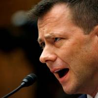 FBI Deputy Assistant Director Peter Strzok testifies before a congressional committee during a joint hearing on “Oversight of FBI and DOJ Actions Surrounding the 2016 Election” in Washington on July 12. FBI agent Peter Strzok, whose anti-Trump texts sparked an uproar, is fired