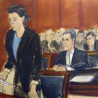 Assistant U.S. Attorney Andrea Griswold outlines the charges against Michael Cohen in court in New York on Tuesday. With two top former associates guilty in court, Trump faces legal and political perils