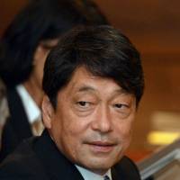 Defense Minister Itsunori Onodera looks on during a meeting with Sri Lankan Prime Minister Ranil Wickremesinghe in Colombo on Tuesday. Japan vows to help boost Sri Lanka maritime security as China makes inroads