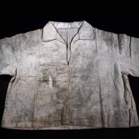 A shirt donated by Toyoko Matsumiya in 2012 to the Hiroshima Peace Memorial Museum still shows stains from so-called black rain, containing radioactive fallout, that fell on Aug. 6, 1945, after an atomic bomb destroyed the city. 'Black rain' radiation from 1945 Hiroshima A-bombing can still be detected on survivor's shirt: study