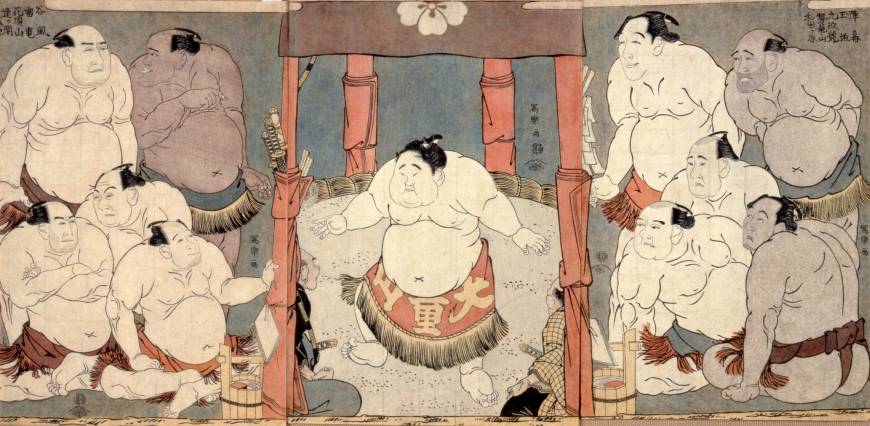 ‘Utamaro and the Golden Age of Ukiyo-e’ 'Daidozan in the Sumo Ring' by Toshusai Sharaku (18th century)