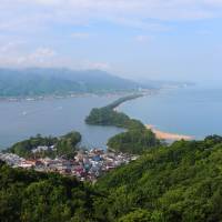 Blade of green: The 3.6-kilometer-long Amanohashidate sandbar links the western shores of Miyazu Bay. The Tango Peninsula: A grand day out for the geologically inclined