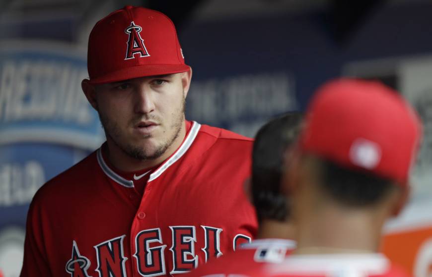 Angels Superstar Mike Trout Stands In The Dugout On Saturday In Cleveland Angels Superstar Mike Trout Stands In The Dugout On Saturday In Cleveland