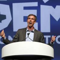 Beto O’Rourke speaks during the general session at the Texas Democratic Convention in Fort Worth in June. The next Obama? Texas Democrat hopes national attention will propel him to win over archconservative Ted Cruz in Senate race