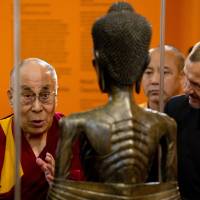 The Dalai Lama opens the “Buddha’s Life” exhibition at the Nieuwe Kerk church in Amsterdam on Saturday. Dalai Lama speaks of sex abuse by Buddhist teachers