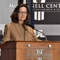 CIA Director Gina Haspel addresses the audience as part of the McConnell Center Distinguished Speaker Series at the University of Louisville, Monday in Louisville, Kentucky. CIA director outlines priorities for the agency, including diversity
