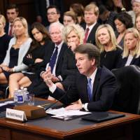 U.S. Supreme Court nominee judge Brett Kavanaugh testifies during his Senate Judiciary Committee confirmation hearing on Capitol Hill in Washington Wednesday. Brett Kavanaugh stresses independence, won't discuss if Trump can get subpoena or pardon himself