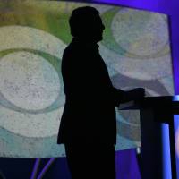 Leslie Moonves, president and CEO of CBS Corp., is silhouetted while watching a video presentation during his keynote speech at the Consumer Electronics Show in Las Vegas in 2007. Moonves, who was ousted over the weekend as head of CBS Corp. amid a continuing investigation into allegations of sexual misconduct, began working as CBS entertainment division president in 1995 and built the network into the corporation’s profitable crown jewel. A CBS network shaped by Leslie Moonves seen challenged after his ouster
