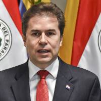 Paraguayan Foreign Minister Luis Alberto Castiglioni speaks during a press conference at the Foreign Ministry in Asuncion to announce Paraguay is moving its embassy in Israel back from Jerusalem to Tel Aviv, on SWednesday. The announcement prompted Prime Minister Benjamin Netanyahu to order the closure of his country’s mission in the South American country in retaliation. Paraguay moves Israel embassy back to Tel Aviv from Jerusalem, spurring Netanyahu to shutter Asuncion mission