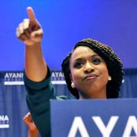 Ayanna Pressley speaks in Dorchester, Massachusetts, on Tuesday after defeating Rep. Michael Capuano in the Democratic primary for Massachusetts’s 7th congressional district. In Massachusetts, Ayanna Pressley wins fight for 'soul' of Democratic Party