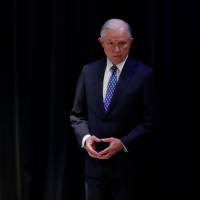 United States Attorney General Jeff Sessions waits while being introduced to speak at the Valor Survive and Thrive Conference in Waukegan, Illinois, Wednesday. Jeff Sessions limits ability of U.S. judges to dismiss deportation cases