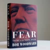A copy of Bob Woodward’s “Fear” is photographed Wednesday in New York. It’s not clear whether President Donald Trump has much to fear from “Fear” itself. But the book of that name has set off a yes-no war between author Bob Woodward and the president, using all the assets they can muster. Bob Woodward's tell-all book 'Fear' sets up clash of titans with Trump