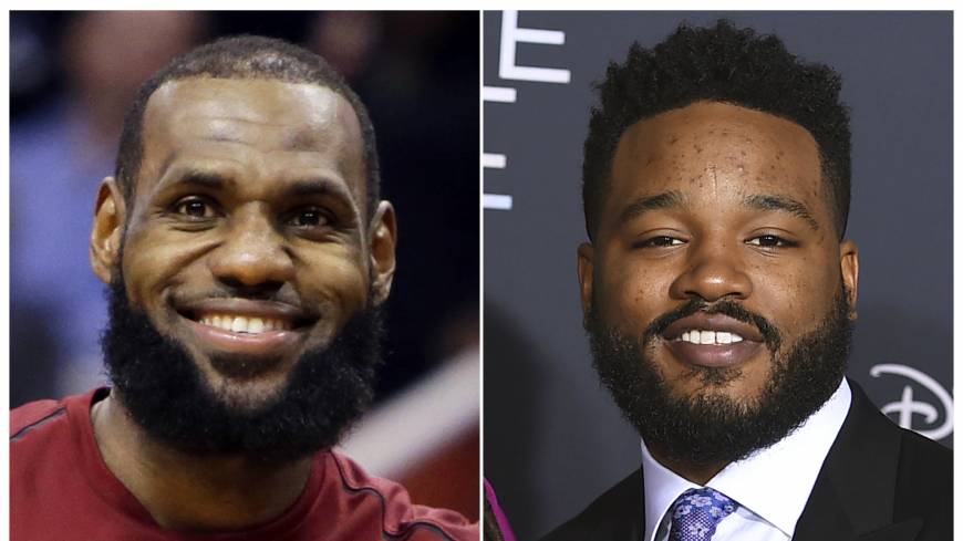 This combination photo shows then-Cavaliers forward LeBron James during a game against the Suns in Phoenix on March 13 and filmmaker Ryan Coogler at the world premiere of “A Wrinkle in Time” in Los Angeles on Feb. 26. LeBron James teams with 'Black Panther' director Ryan Coogler for 'Space Jam 2'