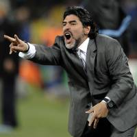 Former Argentina men’s national team coach Diego Maradona, seen in a June 2010 file photo, is set to lead Dorados de Sinaloa in Mexico. Diego Maradona appointed coach of Mexican team Dorados de Sinaloa