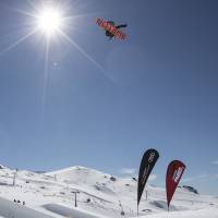 Reira Iwabuchi competes in the women’s snowboard big air final at the Winter Games NZ in Cardrona, New Zealand, on Saturday. Snowboarders Reira Iwabuchi, Miyabi Onitsuka finish 1-2 in women's big air event in season opener