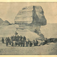 December 29, 1863: The Second Japanese Embassy to Europe (The Ikeda Mission) was sent by the Tokugawa shogunate and headed by Ikeda Nagaoki. On the way to France, the mission visited Egypt, where members of the mission were photographed at the Sphinx by Antonio Beato. | © NATIONAL DIET LIBRARY