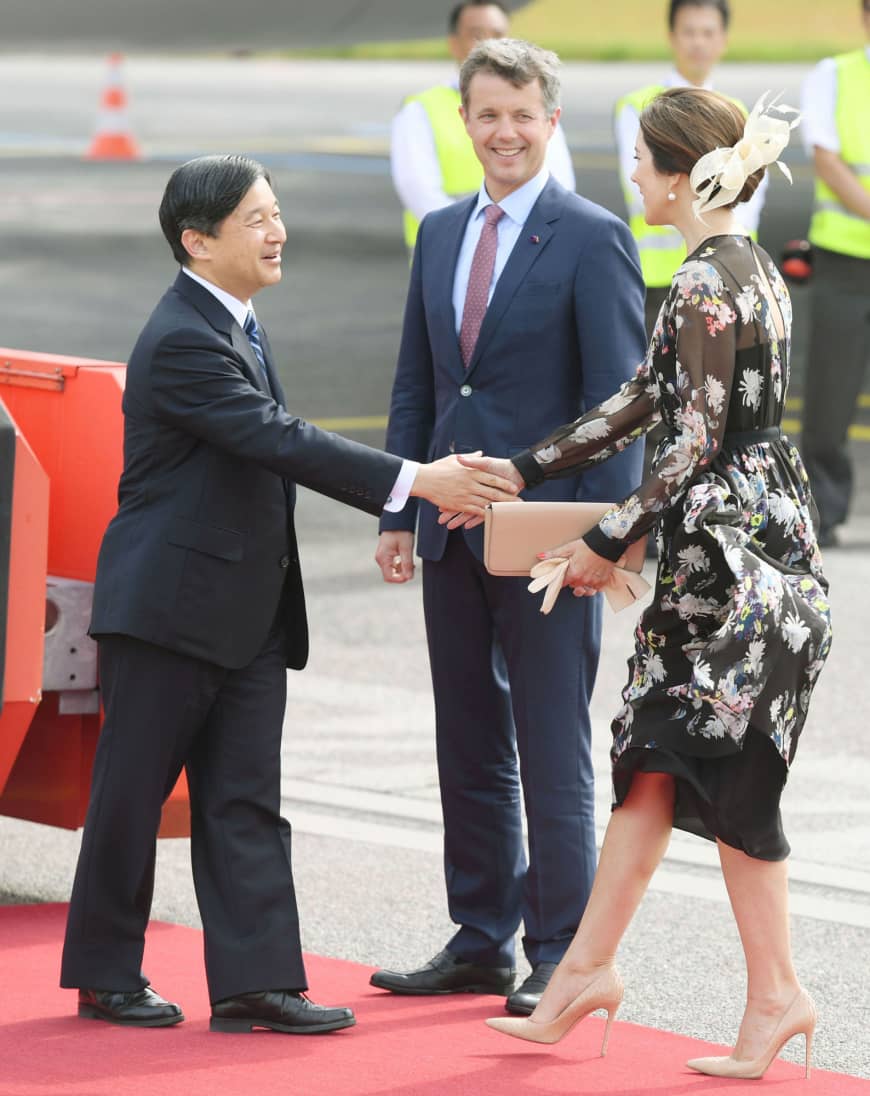 Then-Crown Prince Naruhito is greeted by Denmark