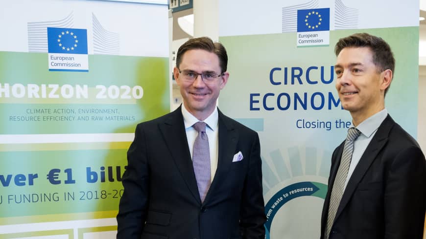 European Commission Vice President Jyrki Katainen (left) at the World Circular Economy Forum 2018 in Yokohama in October. | NICOLAS DATICHE, EUROPEAN UNION