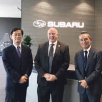 Pasco EDC President and CEO Bill Cronin meets with officers of the Japanese transportation conglomerate Subaru in Japan.