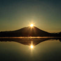 The sun rises from behind the famous Mount Tsukuba.