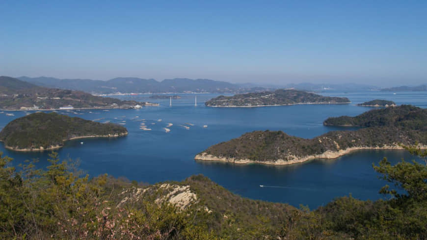 The Seto Inland Sea is west of Osaka and Kyoto.