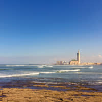 View on seafront of Grande Mosquée Hassan II in Casablanca, completed in 1993 is the largest mosque in Morocco and the 7th largest in the world. | © 123RF.COM/CARLOS EDGAR SOARES NETO