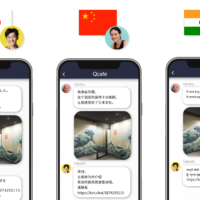 Images of users smartphones, receiving messages  in their own languages during the Multi-lingual gro