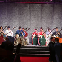 A shamisen performance during the New Zealand Olympic Gala 2019 at the Hilton Tokyo in Shinjuku Ward on Oct. 31 | ISPS