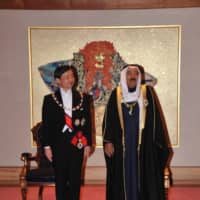 The late amir with then-Crown Prince of Japan, now Emperor Naruhito, during the same 2012 visit | EMBASSY OF KUWAIT
