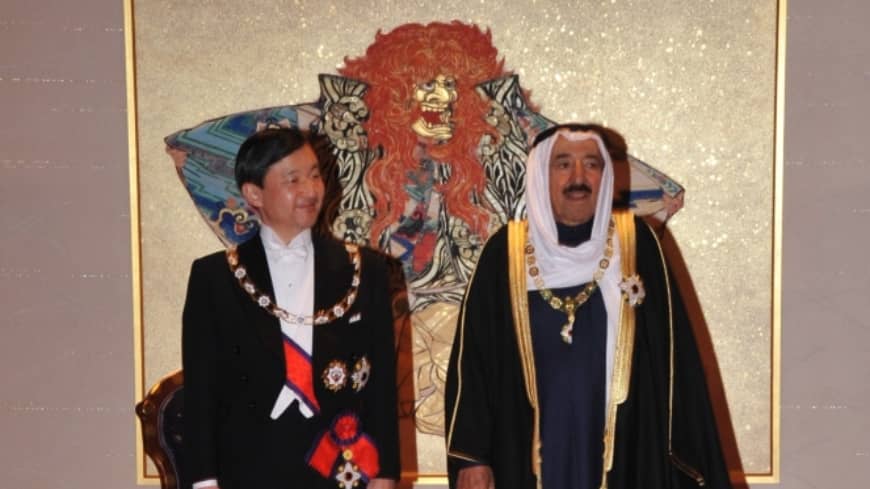 The late amir with then-Crown Prince of Japan, now Emperor Naruhito, during the same 2012 visit | EMBASSY OF KUWAIT
