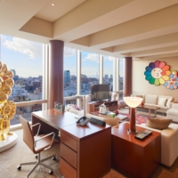Produced by Takashi Murakami, the suite features 14 original pieces inspired by his flowers artwork, including a 195-centimeter golden Flower Parent and Child sculpture. | © 2021 TAKASHI MURAKAMI/KAIKAI KIKI CO., LTD. ALL RIGHTS RESERVED.