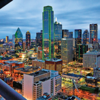 Downtown Dallas comes alive at night.