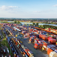 Duisburg port achieved an all-time high in container-handling volume last year of approximately 4.2 million twenty-foot equivalent units (TEU).