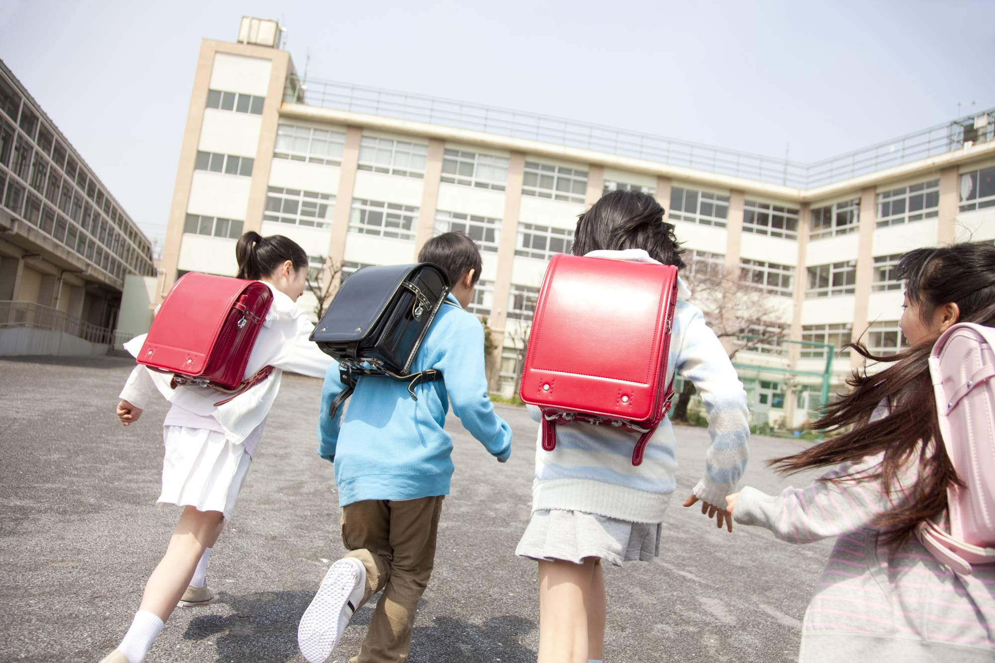 Students getting ready for school in Japan 