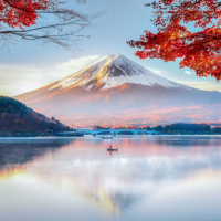 Mount Fuji, one of Japan's most popular tourist attractions, in fall.