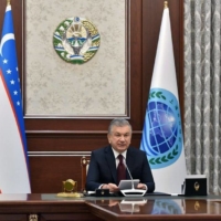 President Shavkat Mirziyoyev participates in a regular meeting of the Shang­hai Cooperation Organization Heads of Government Council videoconference on Nov. 10, 2020. | EMBASSY OF UZBEKISTAN

