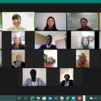 A screen grab shows an online meeting of the Japan-Africa Businesswomen Exchange Program in January. | YOKOHAMA MUNICIPAL GOVERNMENT