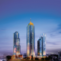 An artist’s perspective of the Grand Hyatt Manila Residences South Tower (left), Grand Hyatt Manila (center), and the Grand Hyatt Manila Residences