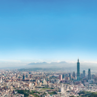 Skyline of taipei city in downtown Taipei, Taiwan.