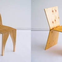 Architect Kengo Kuma’s Sukesuke (left) and Magemage chair designs were conceived in collaboration with furniture makers in Higashikawa, Hokkaido, and are being offered to donors to the region’s furusato nōzei tax program. | COURTESY OF KENGO KUMA X HIGASHIKAWA
