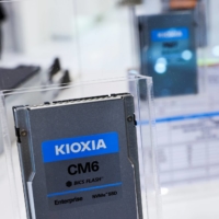 Kioxia gadgets can be seen at COMPUTEX Taipei, one of the world\'s largest computer and technology trade shows, in Taipei last May. | REUTERS