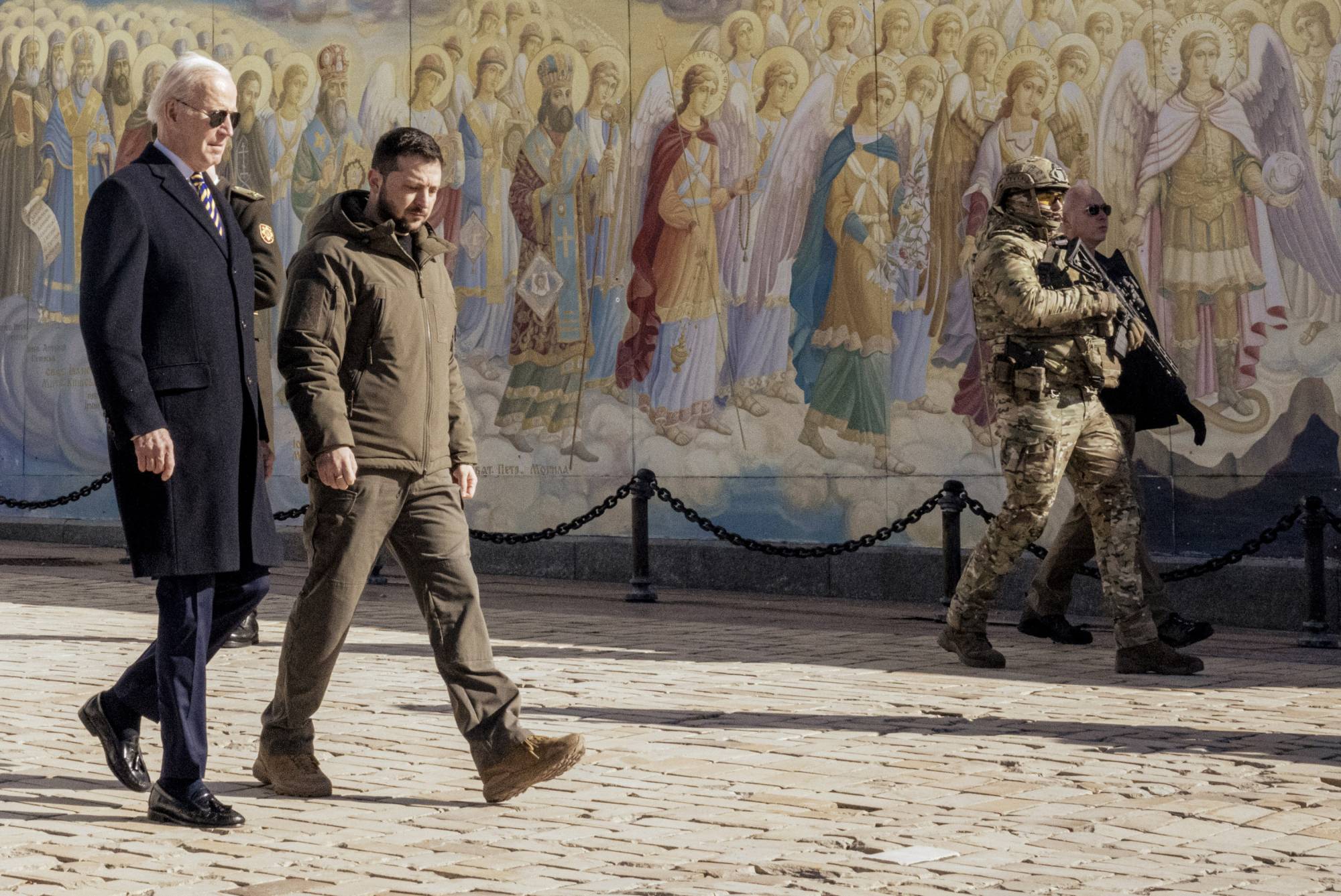 U.S. President Joe Biden and Ukrainian President Volodymyr Zelenskyy in Kyiv on Monday | DANIEL BEREHULAK / THE NEW YORK TIMES