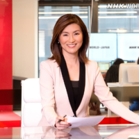 The "NHK Newsline" studio in New York aims to reach a larger North American audience.