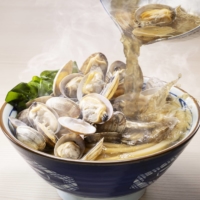 Marugame’s spring menu items, such as one featuring a generous serving of clams on top, are available until late April.
