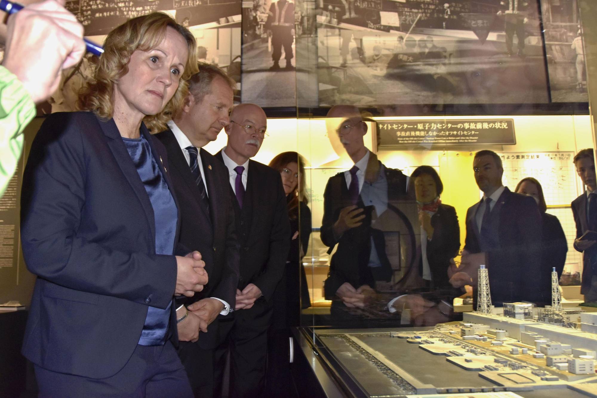 German environment minister Steffi Lemke (left) visits The Great East Japan Earthquake and Nuclear Disaster Memorial Museum in Futaba, Fukushima Prefecture, on Thursday. | KYODO