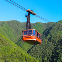 The Unpenji Ropeway offers passengers spectacular scenery as they travel 2.6 kilometers in just seven minutes.