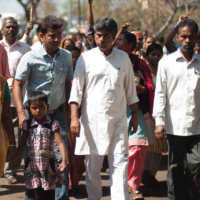 Rajagopal speaks with rural residents in Jharkhand, India, during a dialogue tour in 2011. | EKTA PARISHAD