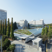 Waseda Arena at the university’s Toyama Campus is designed to promote carbon neutrality. | WASEDA UNIVERSITY